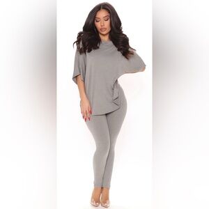 NWT Gray Ponte Leggings with Cross Back Top - Women's Two-Piece Set